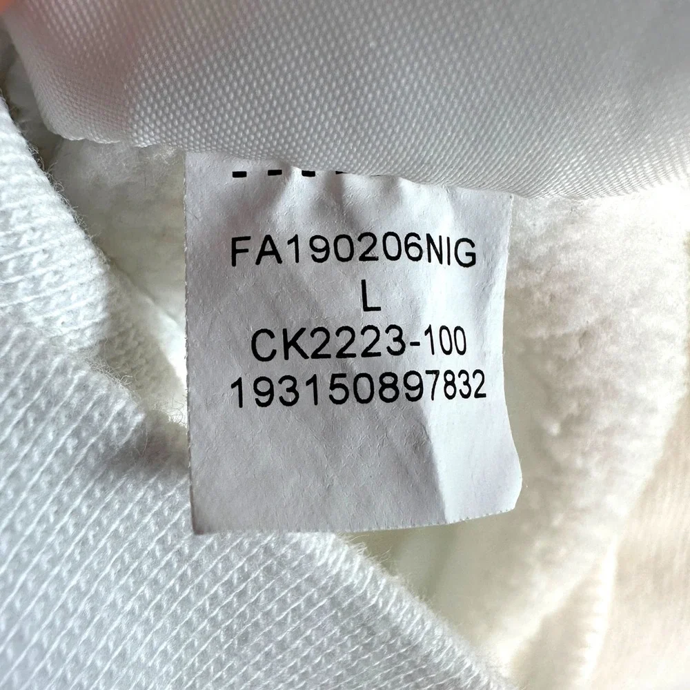 Nike‎ Air Jordan Mens Full Zip Hoodie Large Jumpman Fleece White CK2223 White